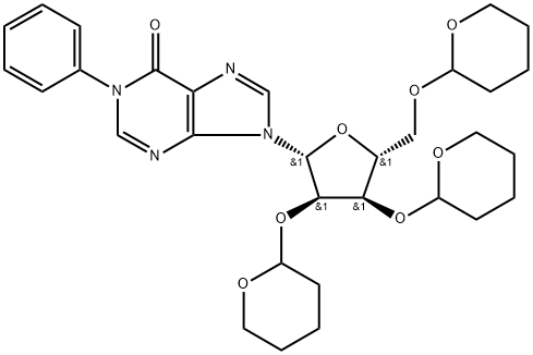 Inosine,1-phenyl-2",3",5-tris-O(tetrahydro-2H-pyran-2-yl)-(9CI) Structure