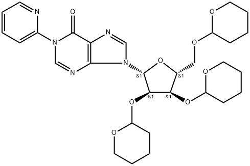 Inosine,1-(2-pyridinyl)-2",3",5-tris-O-(tetrahydro-2H-pyran-2-yl)- Structure