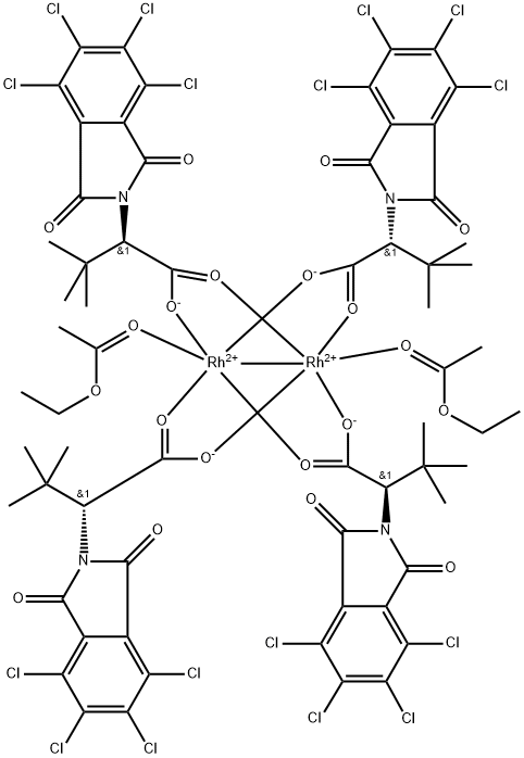 Tetrakis[N-tetrachlorophthaloyl-(R)-tert-leucinato]dirhodium Bis(ethyl Acetate) Adduct Structure