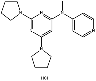 9H-Pyrido[3',4':4,5]pyrrolo[2,3-d]pyrimidine, 9-methyl-2,4-di-1-pyrrolidinyl-, hydrochloride (1:1) Structure