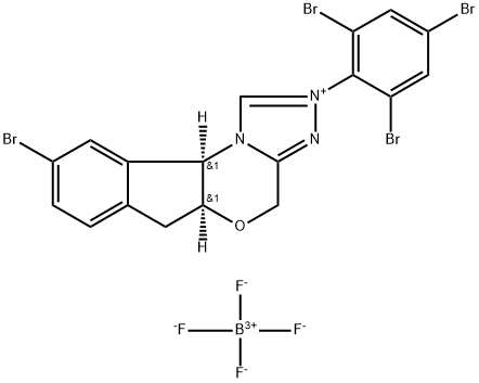 4H,6H-Indeno[2,1-b][1,2,4]triazolo[4,3-d][1,4]oxazinium, 9-bromo-5a,10b-dihydro-2-(2,4,6-tribromophenyl)-, (5aS,10bR)-, tetrafluoroborate(1-) (1:1) Structure