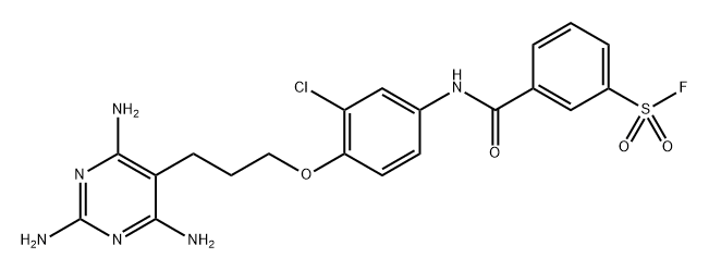 m-((3-Chloro-4-(3-(2,4,6-triamino-5-pyrimidinyl)propoxy)phenyl)carbamoyl)benzenesulfonyl fluoride Structure