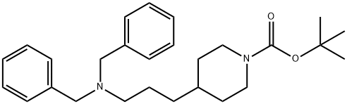 1-Piperidinecarboxylic acid, 4-[3-[bis(phenylmethyl)amino]propyl]-, 1,1-dimethylethyl ester 구조식 이미지