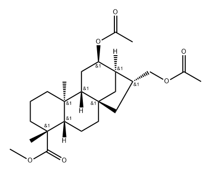16βH-Kauran-18-oic acid, 12β,17-dihydroxy-, methyl ester, diacetate, (-)- (8CI) Structure