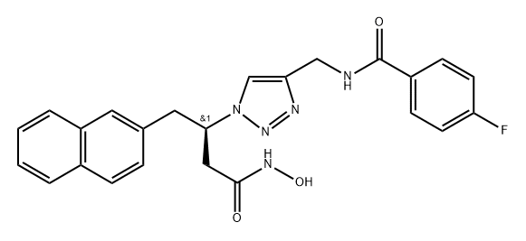 1H-1,2,3-Triazole-1-propanamide, 4-[[(4-fluorobenzoyl)amino]methyl]-N-hydroxy-β-(2-naphthalenylmethyl)-, (βR)- Structure