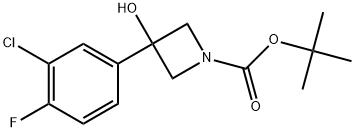 1,1-Dimethylethyl 3-(3-chloro-4-fluorophenyl)-3-hydroxy-1-azetidinecarboxylate 구조식 이미지