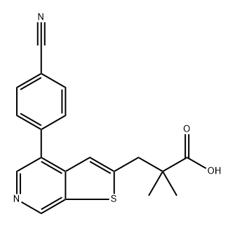 Thieno[2,3-c]pyridine-2-propanoic acid, 4-(4-cyanophenyl)-α,α-dimethyl- Structure
