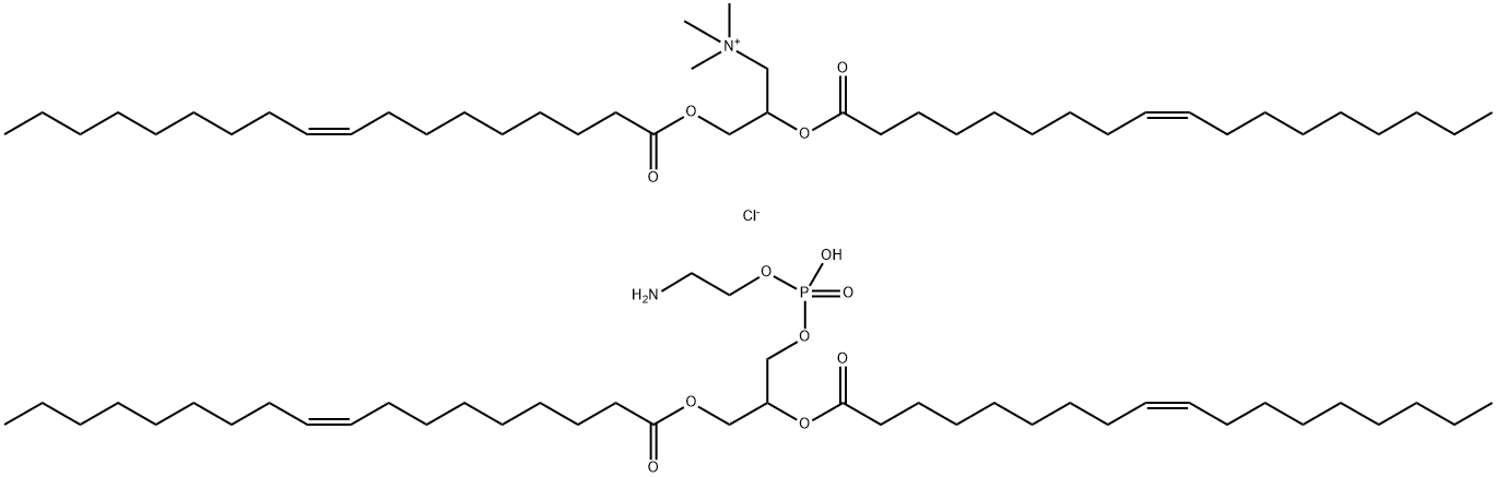 1-Propanaminium, N,N,N-trimethyl-2,3-bis[[(9Z)-1-oxo-9-octadecen-1-yl]oxy]-, chloride, mixt. with 1-[[[(2-aminoethoxy)hydroxyphosphinyl]oxy]methyl]-1,2-ethanediyl di-(9Z)-9-octadecenoate Structure