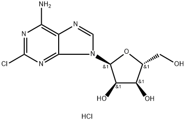 (2S,3R,4S,5R)-2-(6-Amino-2-chloro-9H-purin-9-yl)-5-(hydroxymethyl)tetrahydrofuran-3,4-diol hydrochloride 구조식 이미지
