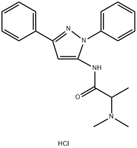 Propanamide, 2-(dimethylamino)-N-(1,3-diphenyl-1H-pyrazol-5-yl)-, hydrochloride (1:) 구조식 이미지