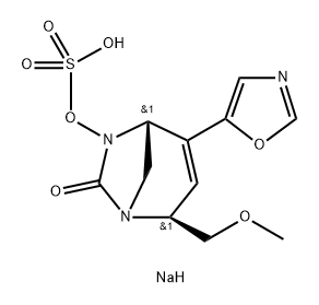 sodium (2S,5R)-2-(methoxymethyl)-4-(oxazol-5-yl)-7-oxo-1,6-diazabicyclo[3.2.1]oct-3-en-6-yl sulfate Structure