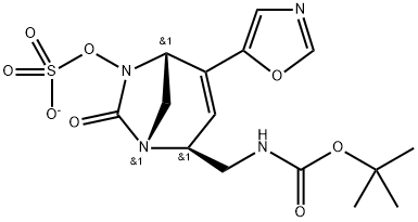 Sulfuric acid, mono[(2S,5R)-2-[[[(1,1-dimethy
lethoxy)carbonyl]amino]methyl]-4-(5-
oxazolyl)-7-oxo-1,6-diazabicyclo[3.2.1]oct-3-
en-6-yl] ester, ion(1-), rel- Structure