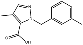 4-Methyl-1-[(3-methylphenyl)methyl]-1H-pyrazole-5-carboxylic acid Structure