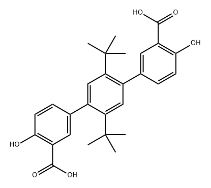 2',5'-di-tert-butyl-4,4''-dihydroxy-[1,1':4',1''-terphenyl]-3,3''-dicarboxylic acid 구조식 이미지