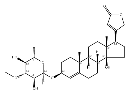 3β-[(6-Deoxy-3-O-methyl-α-L-mannopyranosyl)oxy]-14-hydroxycarda-4,20(22)-dienolide Structure