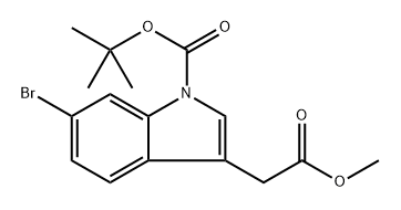 tert-Butyl 6-bromo-3-(2-methoxy-2-oxoethyl)-1H-indole-1-carboxylate Structure