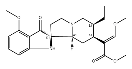 Spiro[2H-indole-2,1'(5'H)-indolizine]-7'-acetic acid, 6'-ethyl-1,2',3,3',6',7',8',8'a-octahydro-4-methoxy-α-(methoxymethylene)-3-oxo-, methyl ester, (αE,1'S,6'S,7'S,8'aS)- Structure