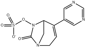 Sulfuric acid, mono[7-oxo-4-(5-pyrimidinyl)-1,
6-diazabicyclo[3.2.1]oct-3-en-6-yl] ester, ion
(1-) Structure