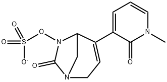 Sulfuric acid, mono[4-(1,2-dihydro-1-methyl-
2-oxo-3-pyridinyl)-7-oxo-1,6-diazabicyclo
[3.2.1]oct-3-en-6-yl] ester, ion(1-) Structure