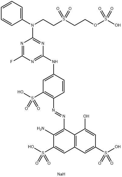 2,7-Naphthalenedisulfonic acid, 3-amino-4-[2-[4-[[4-fluoro-6-[phenyl[2-[[2-(sulfooxy)ethyl]sulfonyl]ethyl]amino]-1,3,5-triazin-2-yl]amino]-2-sulfophenyl]diazenyl]-5-hydroxy-, sodium salt (1:4) Structure