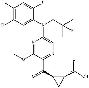 (1R,2R)-2-(5-((5-chloro-2,4-difluorophenyl)(2-fluoro-2-methylpropyl)amino)-3-methoxypyrazine-2-carbonyl)cyclopropane-1-carboxylic acid Structure