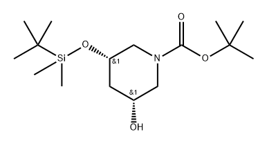 tert-butyl (3S,5R)-3-[tert-butyl(dimethyl)silyl]oxy-5-hydroxy-piperidine-1-carboxylate Structure
