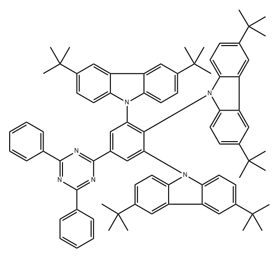 9,9',9''-(5-(4,6-diphenyl-1,3,5-triazin-2-yl)benzene-1,2,3-triyl)tris(3,6-di-tert-butyl-9H-carbazole) Structure