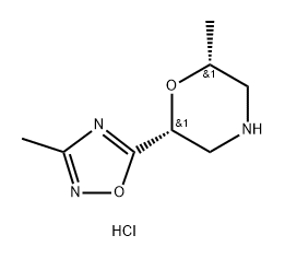rac-(2R,6R)-2-methyl-6-(3-methyl-1,2,4-oxadiazol-5-yl)morpholine hydrochloride, cis 구조식 이미지