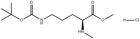 L-Ornithine, N5-[(1,1-dimethylethoxy)carbonyl]-N2-methyl-, methyl ester, hydrochloride (1:1) Structure