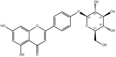 4H-1-Benzopyran-4-one, 2-[4-(β-D-glucopyranosyloxy)phenyl]-5,7-dihydroxy- Structure