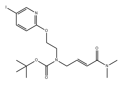 tert-butyl (E)-(4-(dimethylamino)-4-oxobut-2-en-1-yl)(2-((5-iodopyridin-2-yl)oxy)ethyl)carbamate 구조식 이미지