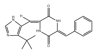 2,5-Piperazinedione, 3-[[5-(1,1-dimethylethyl)-1H-imidazol-4-yl]methylene-d]-6-(phenylmethylene)-, (3Z,6Z)- Structure