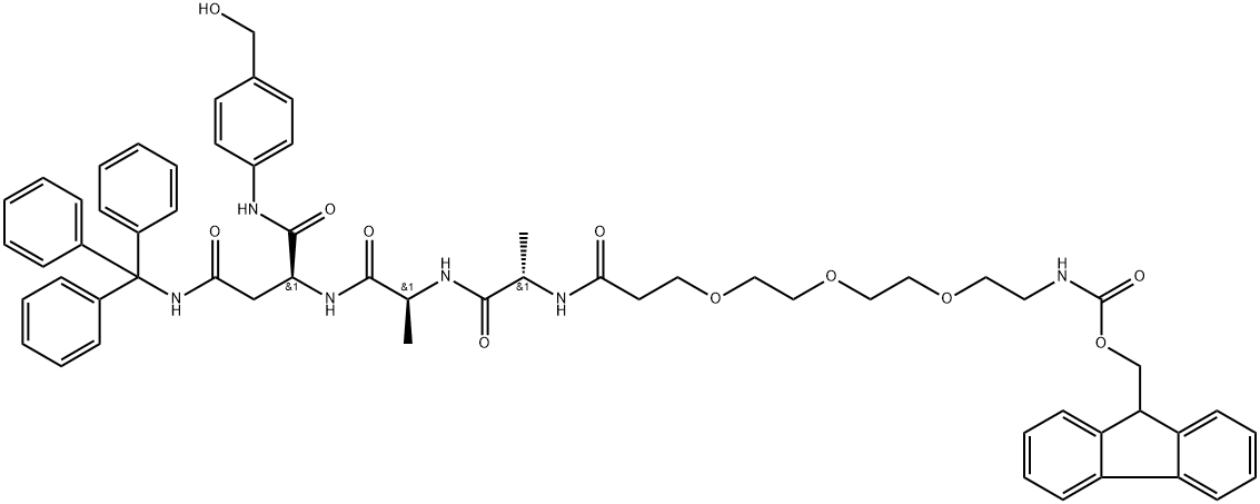 Fmoc-PEG3-Ala-Ala-Asn(Trt)-PAB Structure