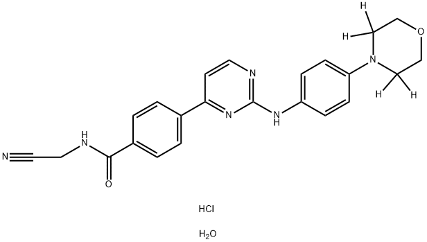 Benzamide, N-(cyanomethyl)-4-[2-[[4-(4-morpholinyl-3,3,5,5-d4)phenyl]amino]-4-pyrimidinyl]-, hydrochloride, hydrate (1:2:1) Structure