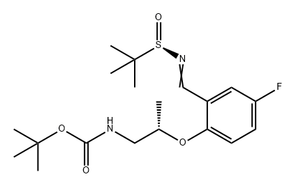 tert-butyl ((S)-2-(2-((E)-(((S)-tert-butylsulfinyl)imino)methyl)-4-fluorophenoxy)propyl)carbamate 구조식 이미지