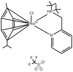 Chloro(p-cymene)[2-[(di-tert-butylphosphino)methyl]pyridine]ruthenium(II) Triflate Structure