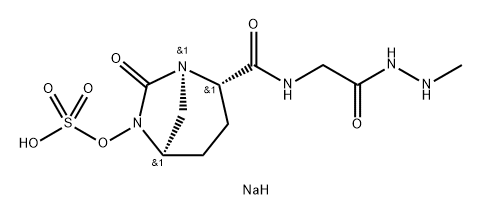 Glycine, N-[[(1R,2S,5R)-7-oxo-6-(sulfooxy)-1,6- diazabicyclo[3.2.1]oct-2-yl]carbonyl]-, 1-(2- methylhydrazide), sodium salt (1:1) 구조식 이미지