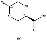 rac-(3R,6R)-6-methylmorpholine-3-carboxylic acid hydrochloride 구조식 이미지