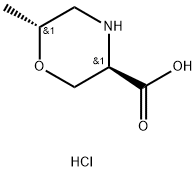 rac-(3R,6R)-6-methylmorpholine-3-carboxylic acid hydrochloride Structure