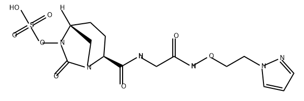 Sulfuric acid, mono[(2S,5R)-7-oxo-2-[[[2-oxo2-[[2-(1H-pyrazol-1-yl)ethoxy]amino]ethyl] amino]carbonyl]-1,6-diazabicyclo[3.2.1]oct-6- yl] ester 구조식 이미지