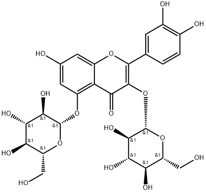 4H-1-Benzopyran-4-one, 2-(3,4-dihydroxyphenyl)-3,5-bis(β-D-glucopyranosyloxy)-7-hydroxy- Structure