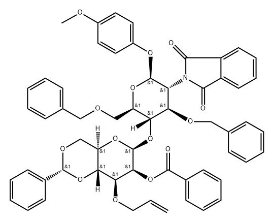 Man[2Bz,3All,46Bzd]beta(1-4)GlcNPhth[36Bn]-beta-MP 구조식 이미지