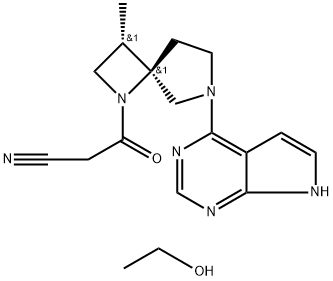 1,6-Diazaspiro[3.4]octane-1-propanenitrile, 3-methyl-β-oxo-6-(7H-pyrrolo[2,3-d]pyrimidin-4-yl)-, compd. with ethanol (1:1), (3S,4R)- Structure