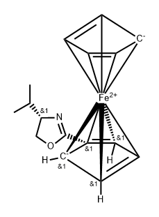 Ferrocene-1-d, 2-[(4S)-4,5-dihydro-4-(1-methylethyl)-2-oxazolyl]-, (2S)- 구조식 이미지