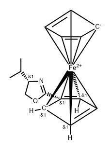 Ferrocene-1-d, 2-[(4S)-4,5-dihydro-4-(1-methylethyl)-2-oxazolyl]-, (2S)- Structure