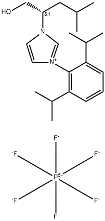 (S)-3-(2,6-Diisopropylphenyl)-1-(1-hydroxy-4-methylpentan-2-yl)-1H-imidazol-3-ium hexafluorophosphate(V) Structure