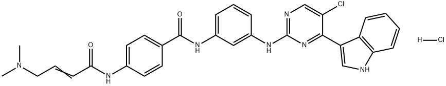 Benzamide, N-[3-[[5-chloro-4-(1H-indol-3-yl)-2-pyrimidinyl]amino]phenyl]-4-[[4-(dimethylamino)-1-oxo-2-buten-1-yl]amino]-, hydrochloride (1:1) Structure