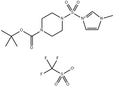 1H-Imidazolium, 3-[[4-[(1,1-dimethylethoxy)carbonyl]-1-piperazinyl]sulfonyl]-1-methyl-, 1,1,1-trifluoromethanesulfonate (1:1) Structure