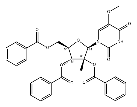 2',3',5'-Tri-O-benzoyl-2'-C-Methyl-5-Methoxyuridine 구조식 이미지