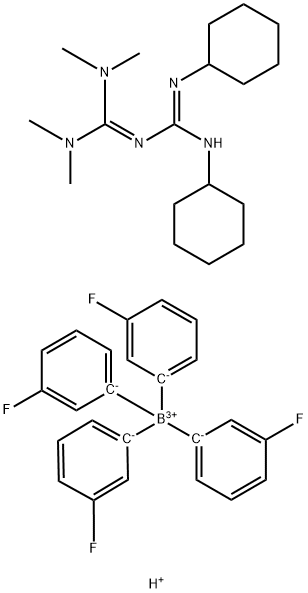 Borate(1-), tetrakis(3-fluorophenyl)-, hydrogen, compd. with N''-[(cyclohexylamino)(cyclohexylimino)methyl]-N,N,N',N'-tetramethylguanidine (1:1:1) Structure